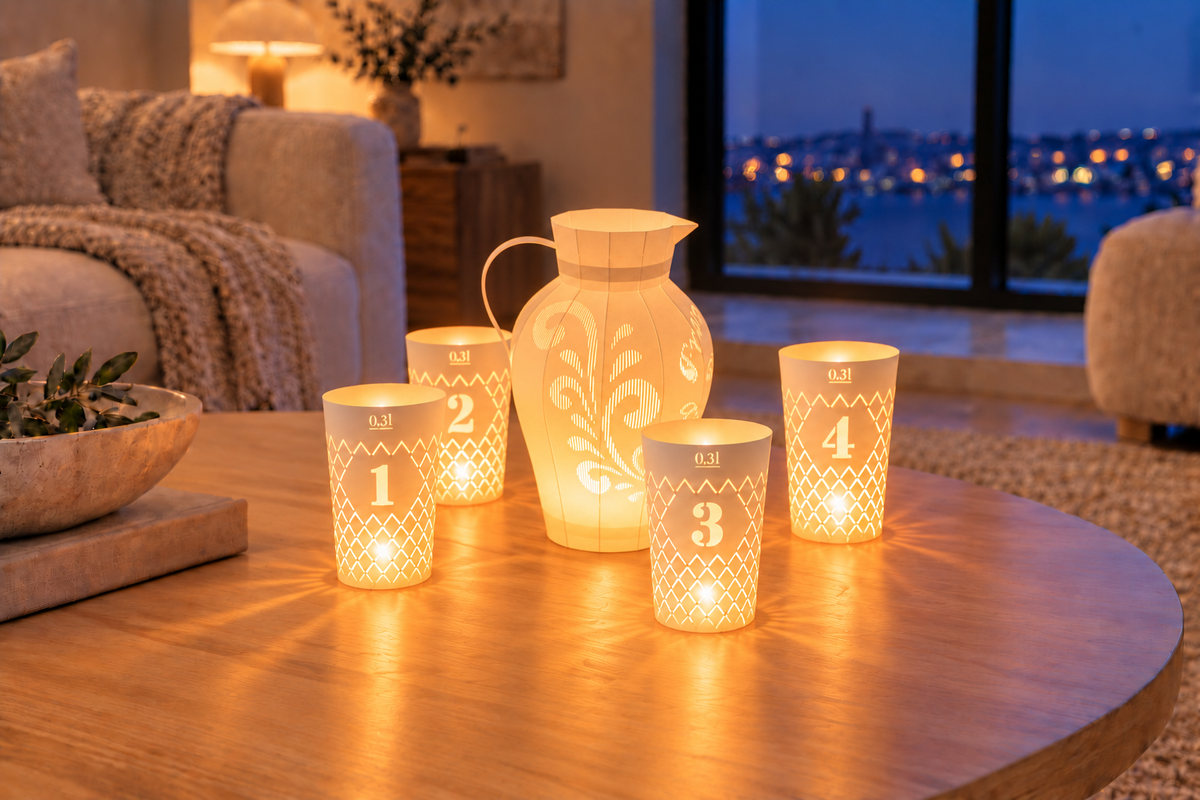 Lot de 4 luminaires nervurés Advent 
