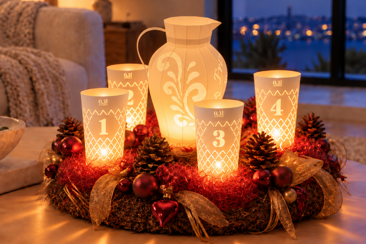 Lot de 4 luminaires nervurés Advent 