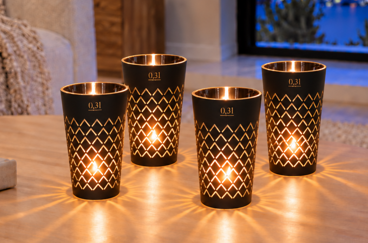 Lot de 4 luminaires striés noir 