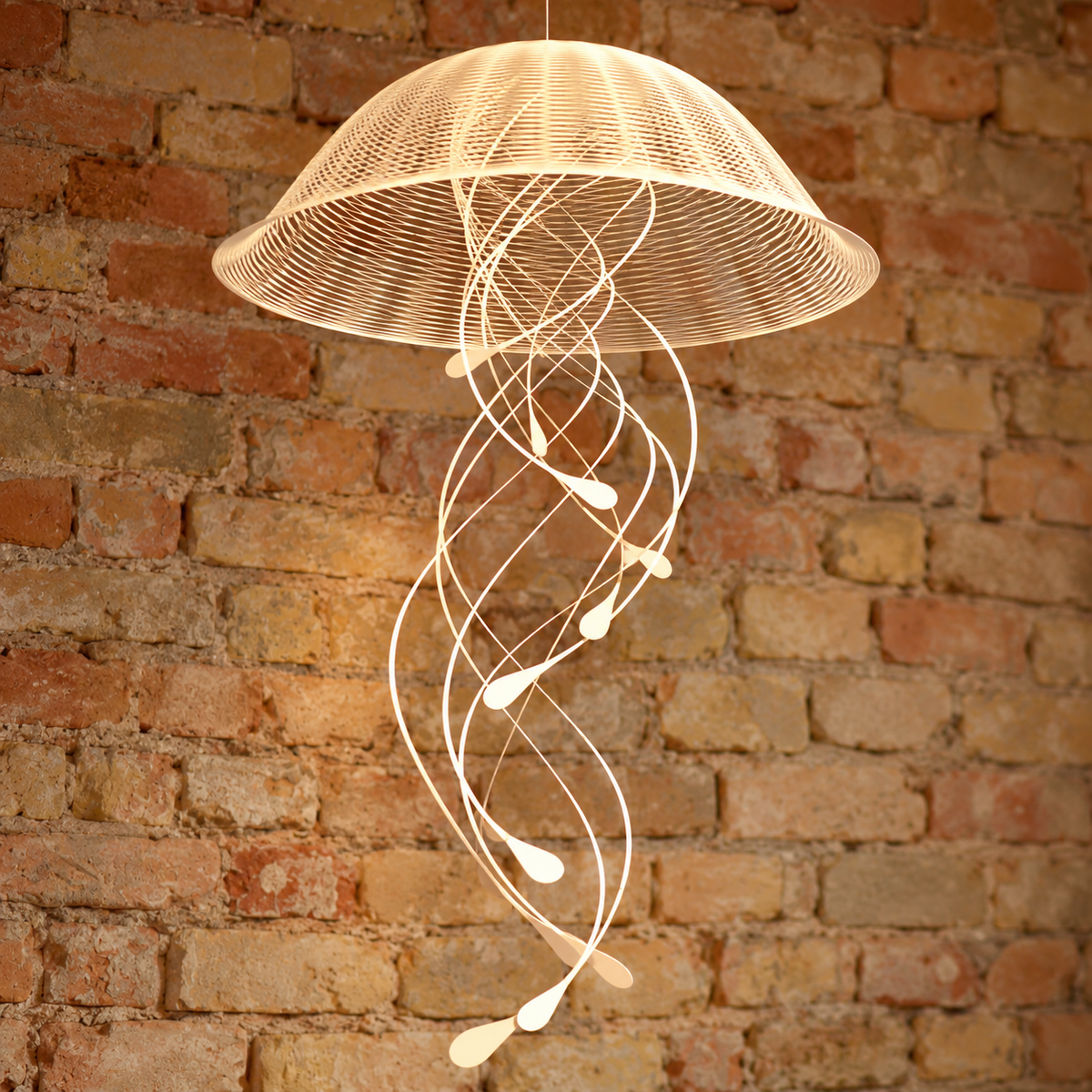 Quallen Skulptur zum Hängen, JELLINDA 34, Kinetische Kunst Modern, 3D Wanddeko, einzigartiges maritimes Geschenk
