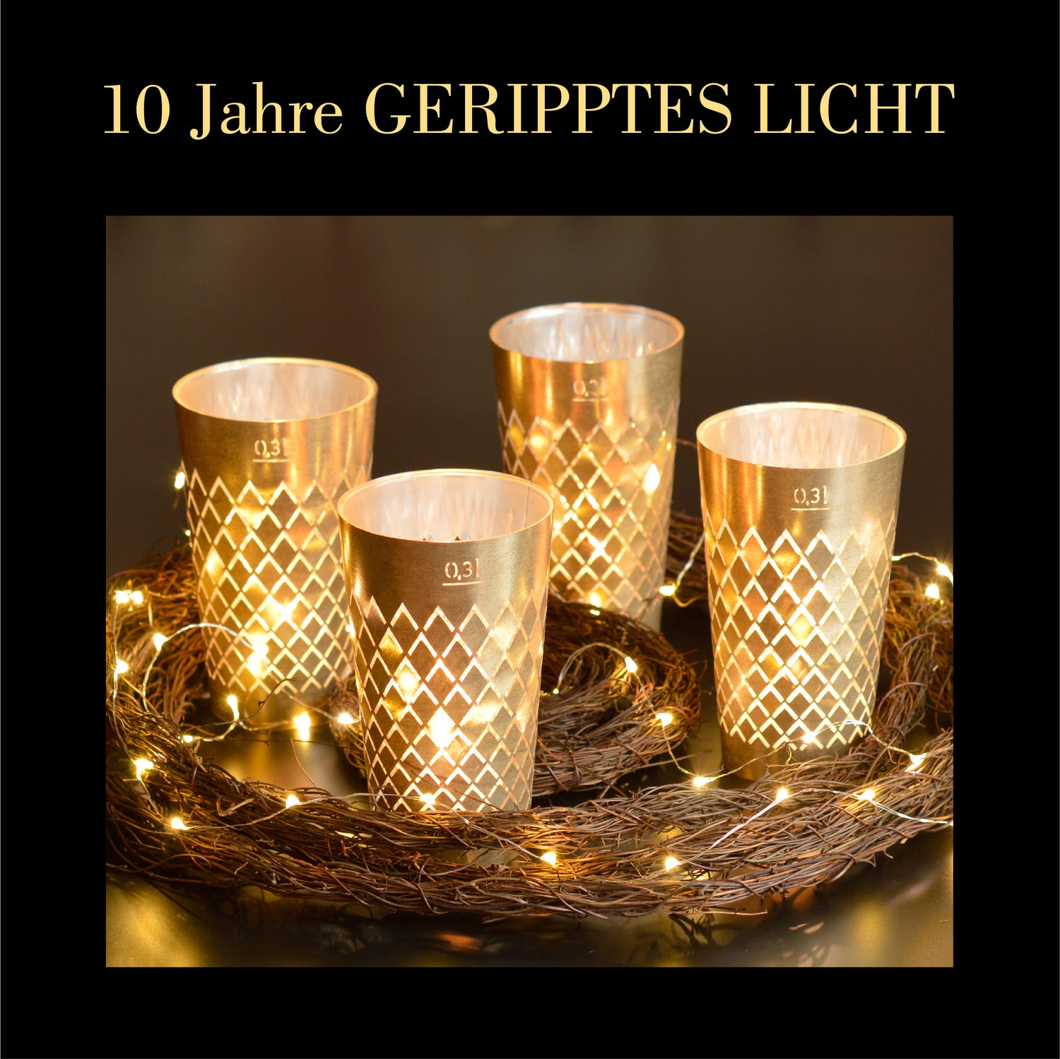 Geripptes Licht 4er Set Antik Gold - Andrea Moseler