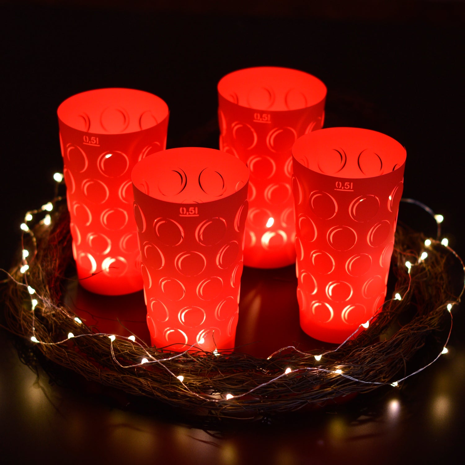 Dubbelicht 0,5L 4er Set rot - Andrea Moseler