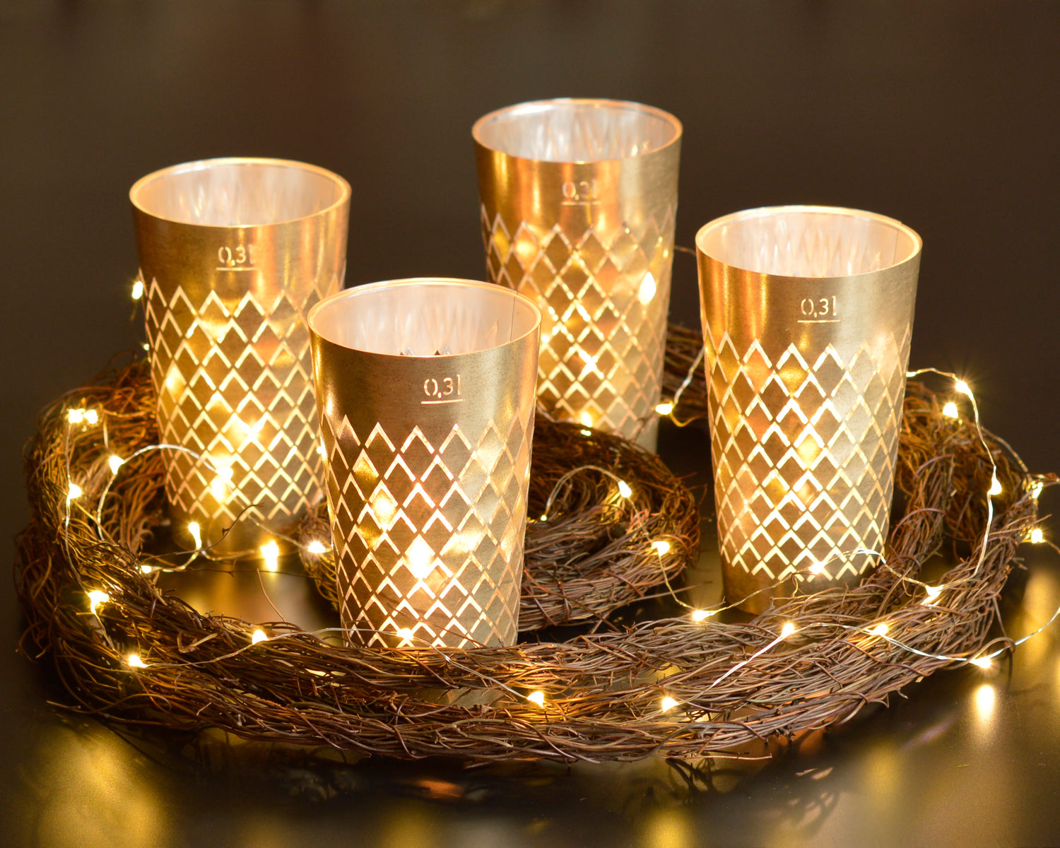 Geripptes Licht 4er Set Antik Gold - Andrea Moseler